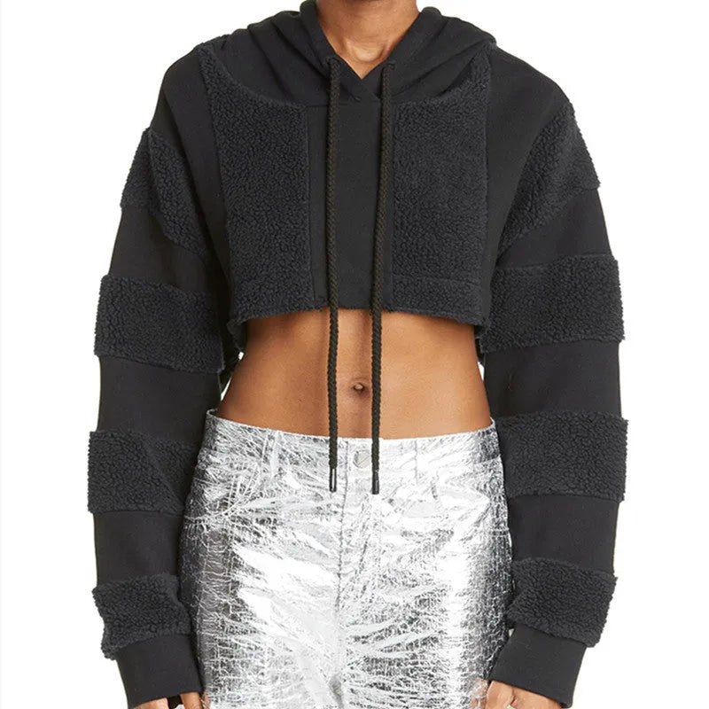 Fashion Casual Sweater Niche Design Lamb Wool Stitching - Bellarte Enchanté Fashion Casual Sweater Niche Design Lamb Wool Stitching